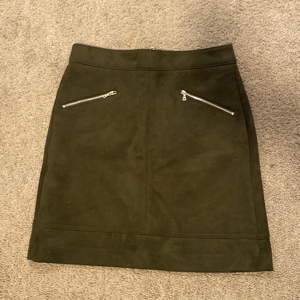 Olive Green LOFT Faux Suede skirt